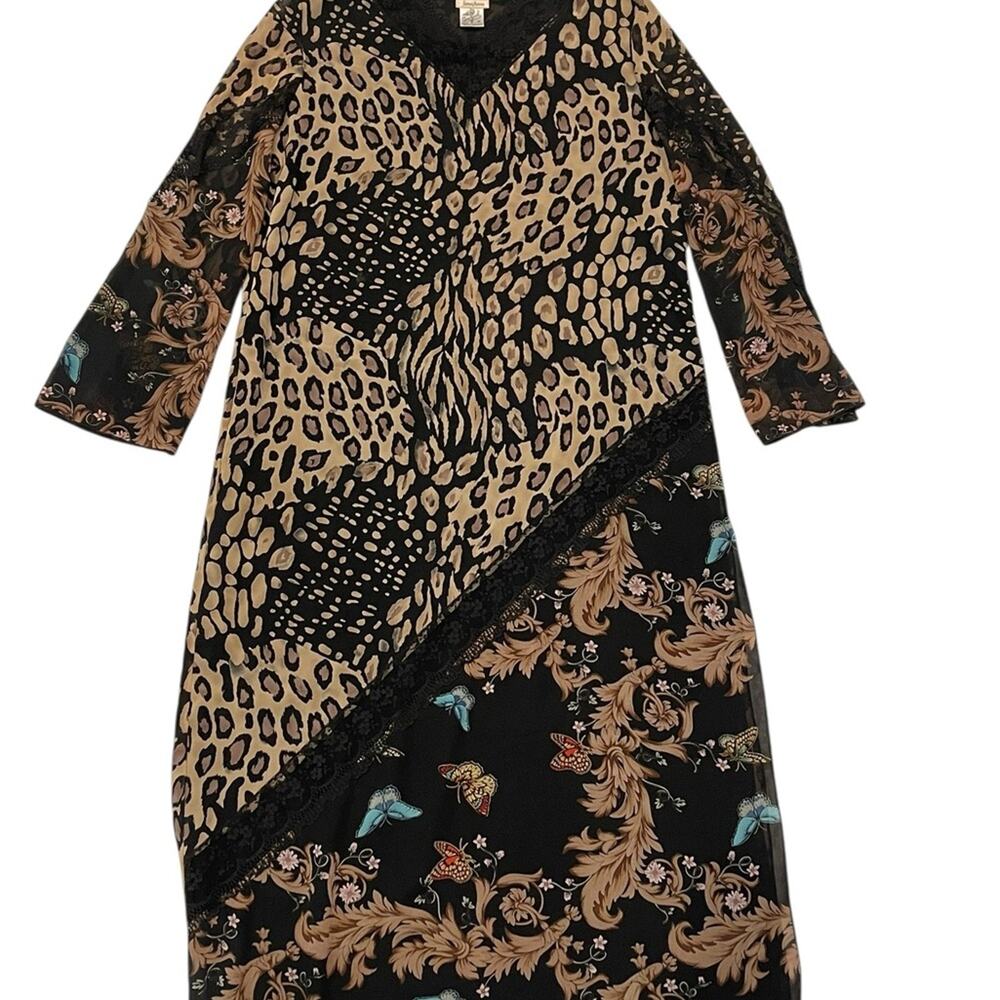 Jonquil Diane Samandi Nieman Marcus Butterfly Animal Print Lined Dress - Picture 9 of 12